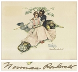 Norman Rockwell Signed Print of Flowers in Tender Bloom